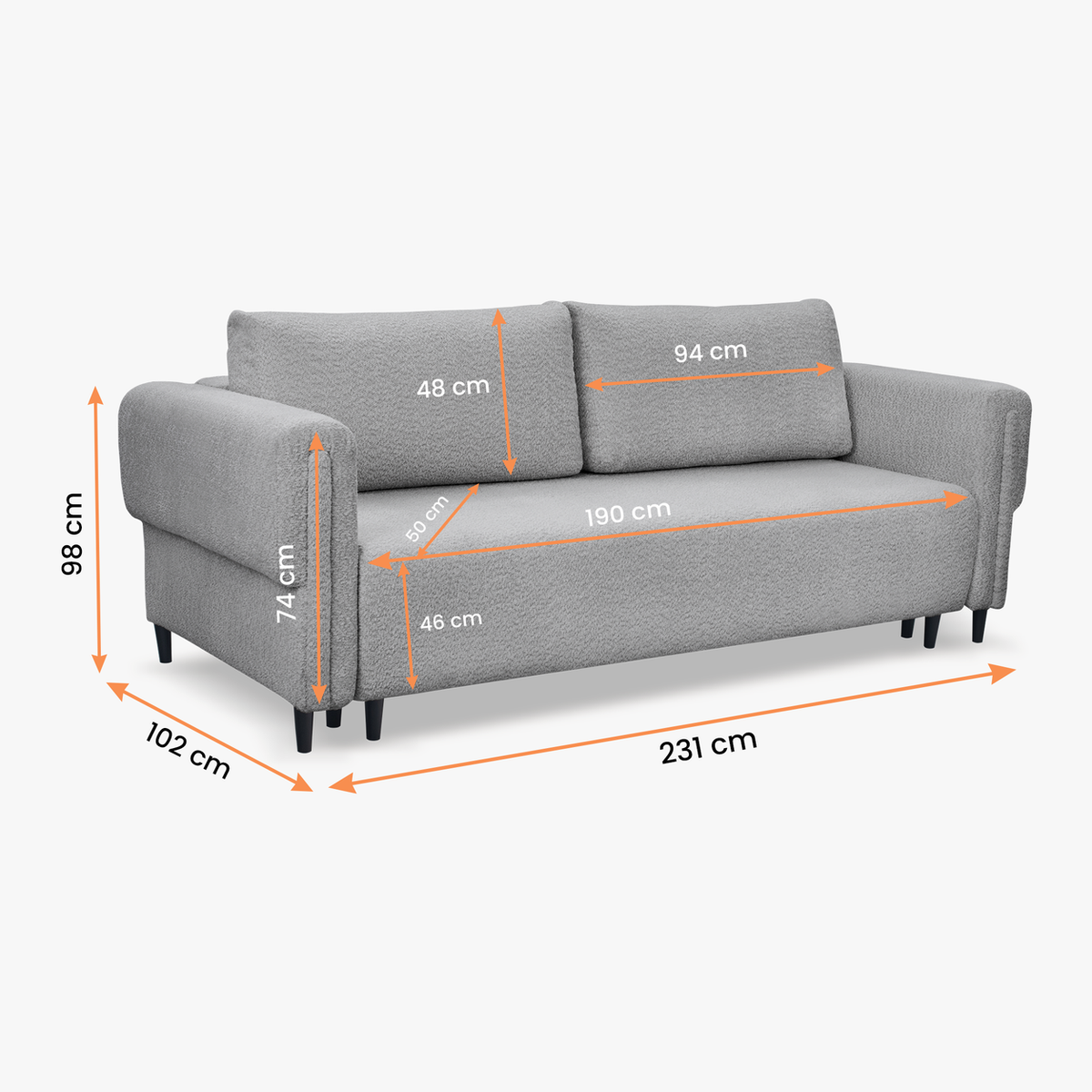 ADEL Schlafsofa – Vermassung