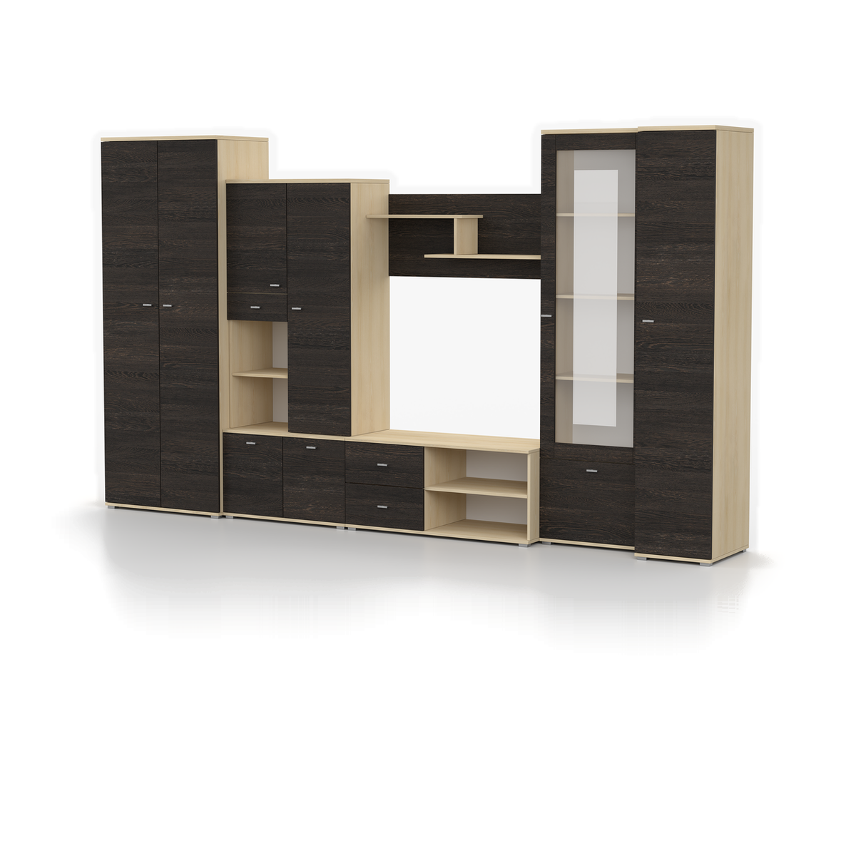 ARS Wohnwand 370 cm – Esche / Canterbury-Eiche – Ansicht 3