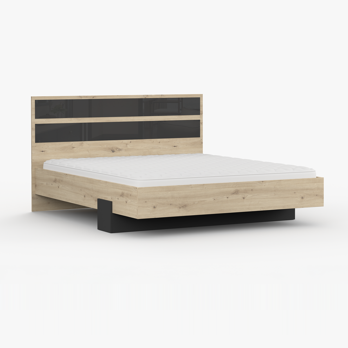 AURA Bett 160 × 200 cm in Artisan-Eiche-Dekor und Schwarz – Ansicht 2