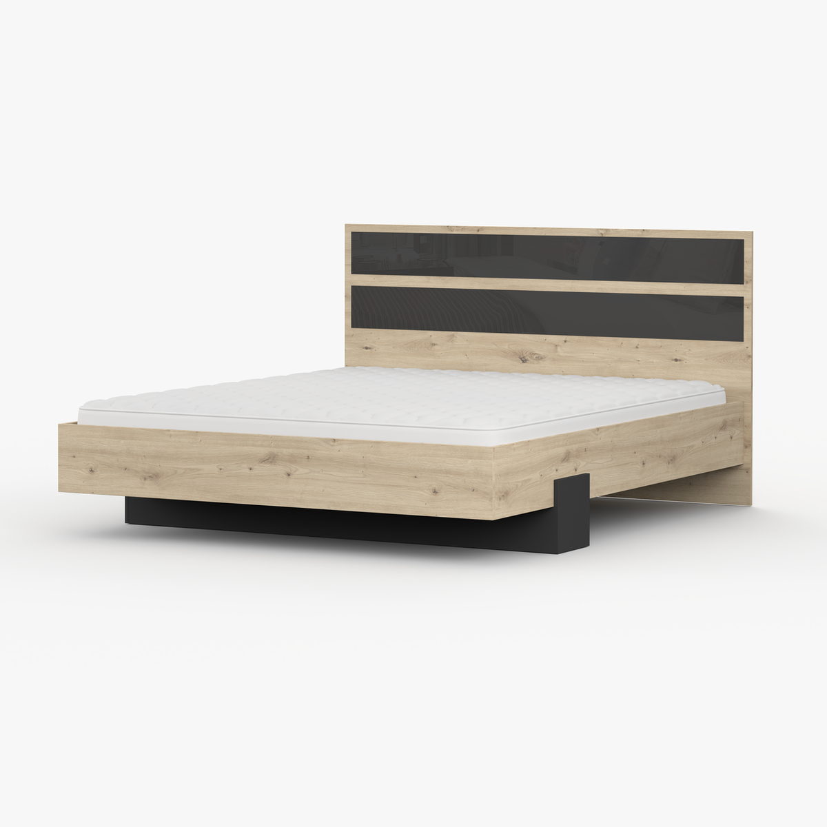 AURA Bett 160 × 200 cm in Artisan-Eiche-Dekor und Schwarz – Ansicht 3