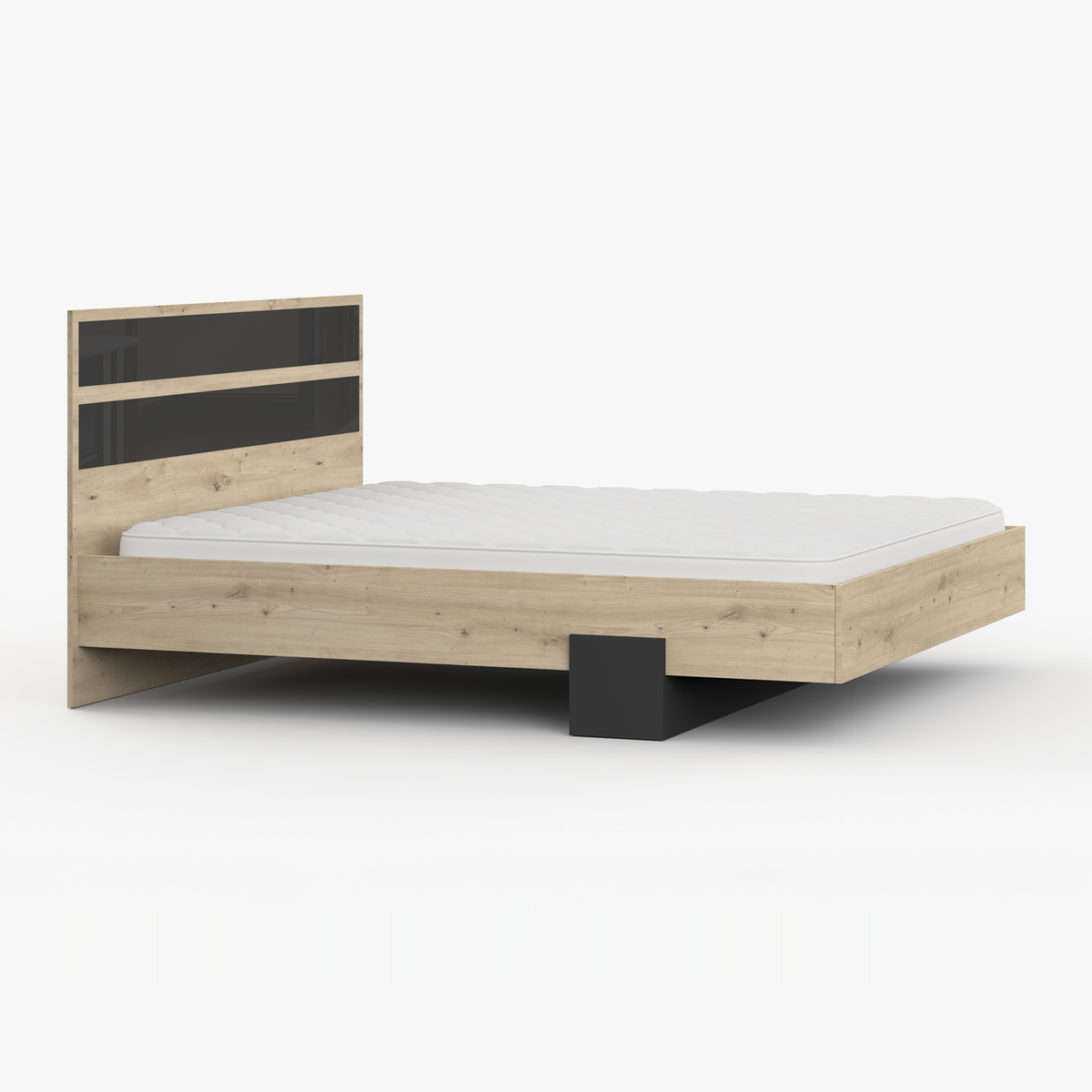 AURA Bett 160 × 200 cm in Artisan-Eiche-Dekor und Schwarz – Ansicht 5