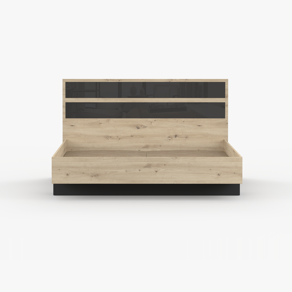 AURA Bett 160 × 200 cm in Artisan-Eiche-Dekor und Schwarz – Ansicht 8
