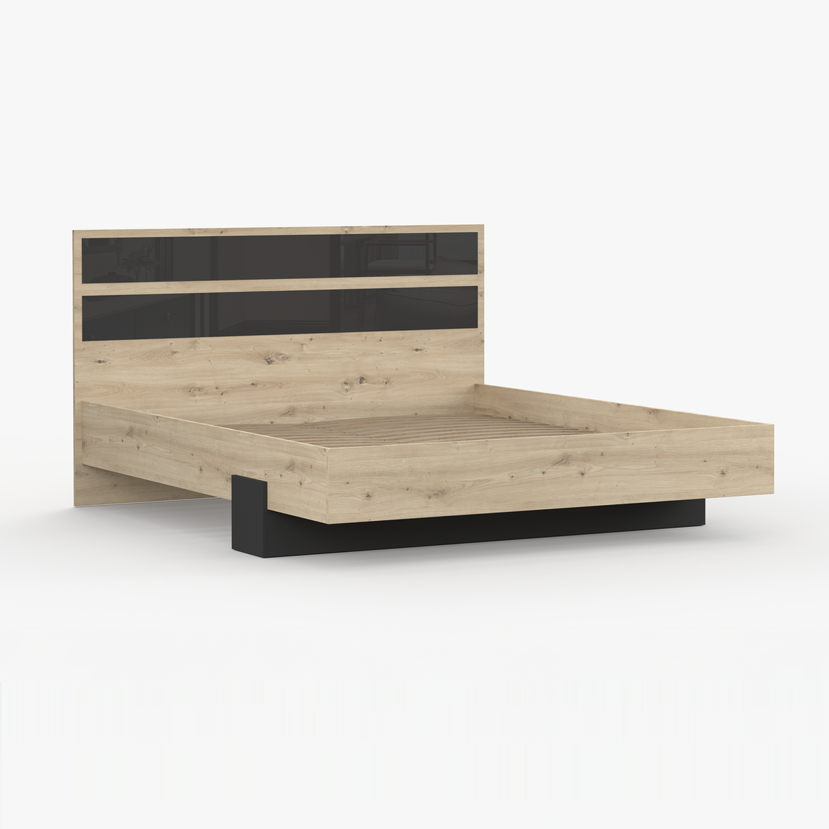 AURA Bett 160 × 200 cm in Artisan-Eiche-Dekor und Schwarz – Ansicht 9