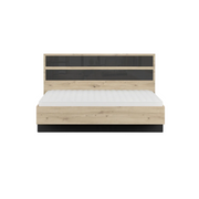 AURA Bett 160 × 200 cm in Artisan-Eiche-Dekor und Schwarz – Vorderansicht