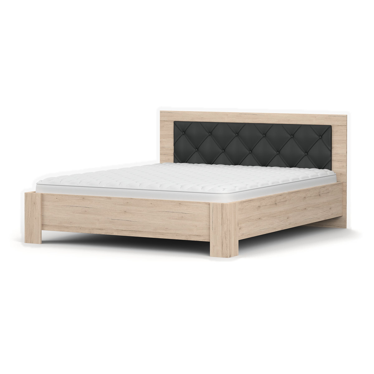BARI Bett 160 × 200 cm – Ansicht schräg von rechts; Matratze nicht enthalten