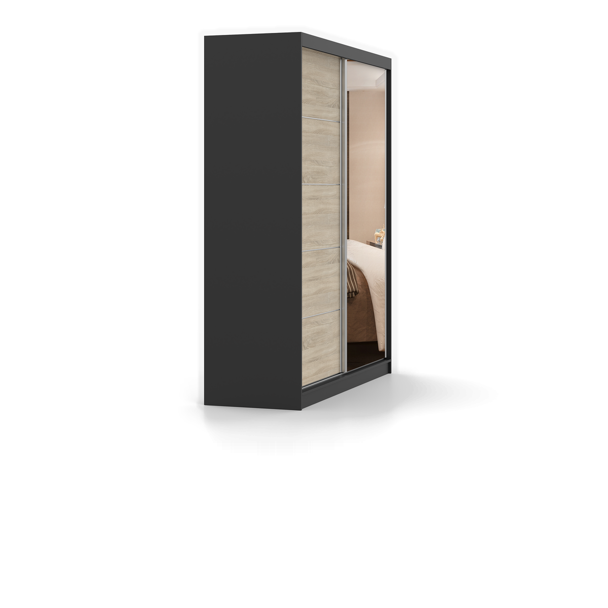 BELLA 03 Schwebetürenschrank 183 cm mit Spiegel – Ansicht