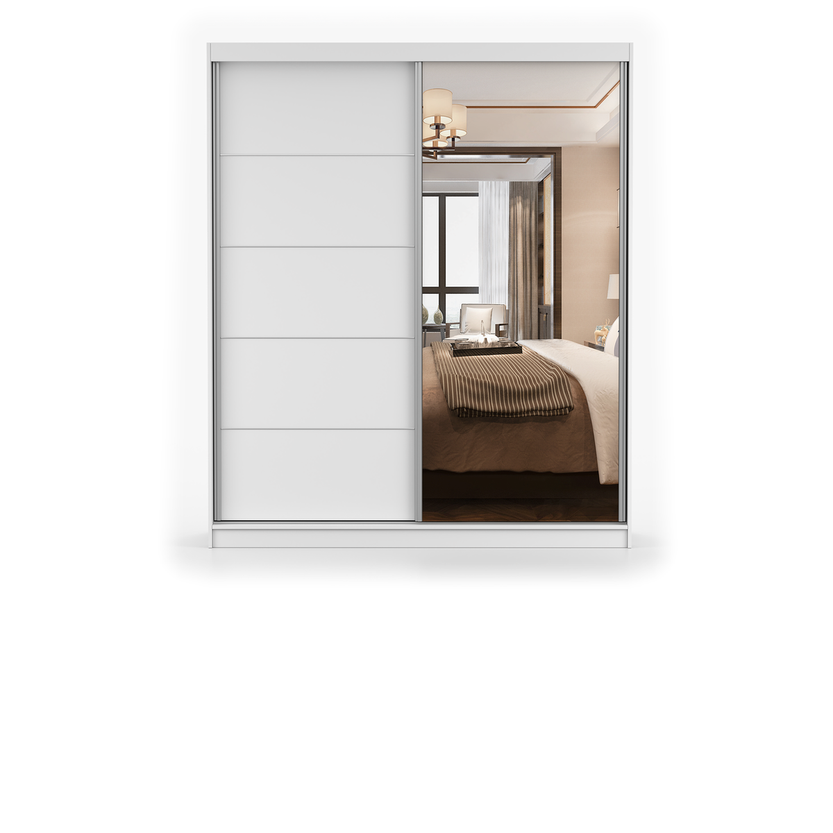 BELLA 03 Schwebetürenschrank 183 cm mit Spiegel – Farbvariante – Weiß