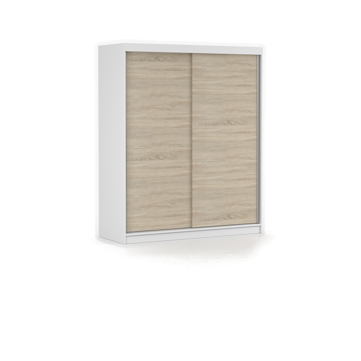 BONO 04 Schwebetürenschrank 160 cm ohne Spiegel – Farbvariante – Weiß / Sonoma