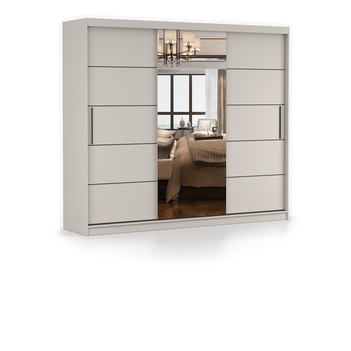 ALBA Schwebetürenschrank 250 cm mit Spiegel – Detailansicht