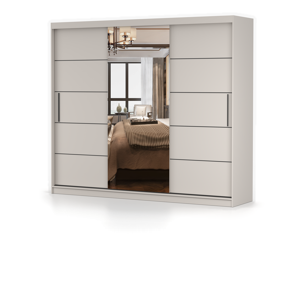 ALBA Schwebetürenschrank 250 cm mit Spiegel – Detailansicht