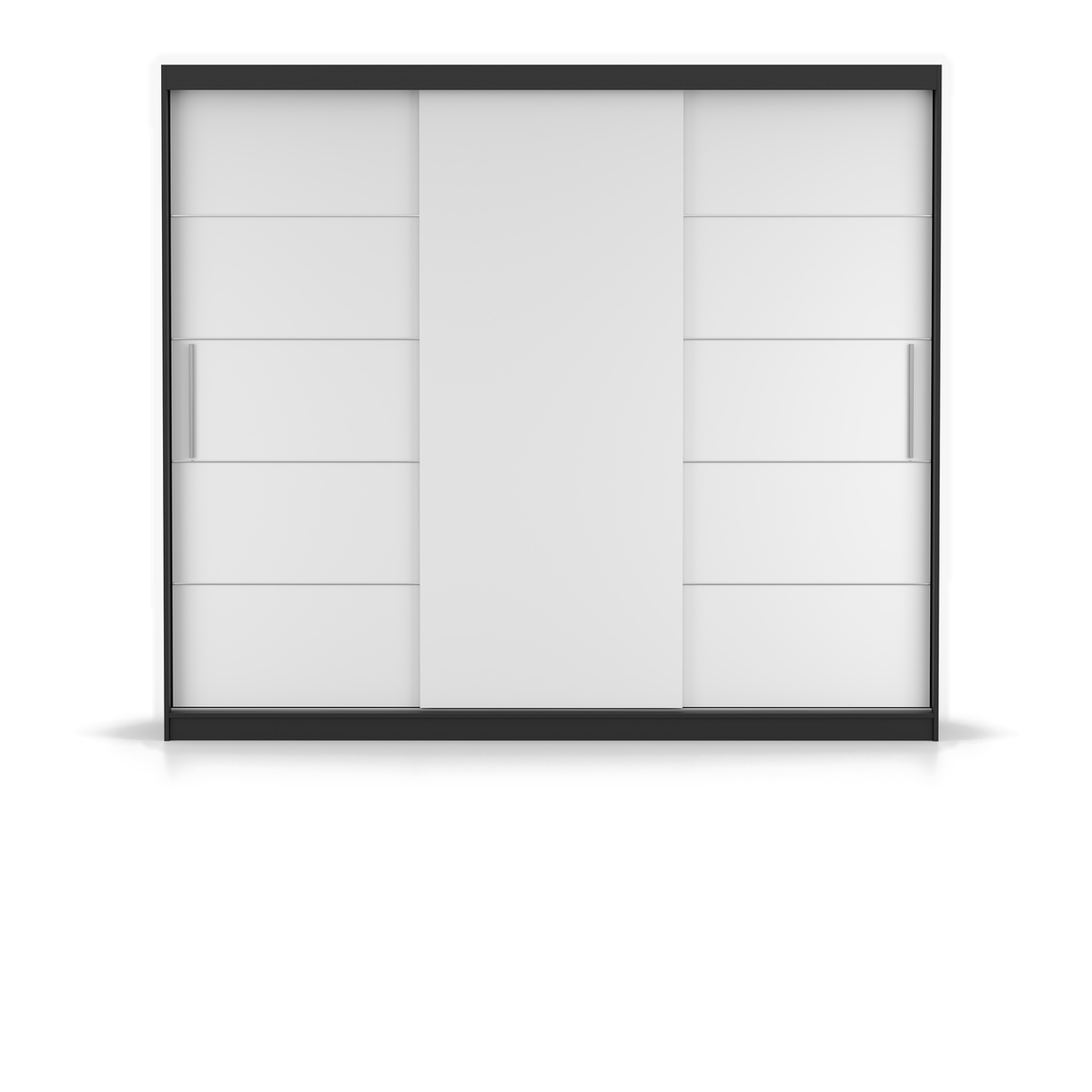 ALBA Schwebetürenschrank 250 cm ohne Spiegel – Schwarz - Weiß