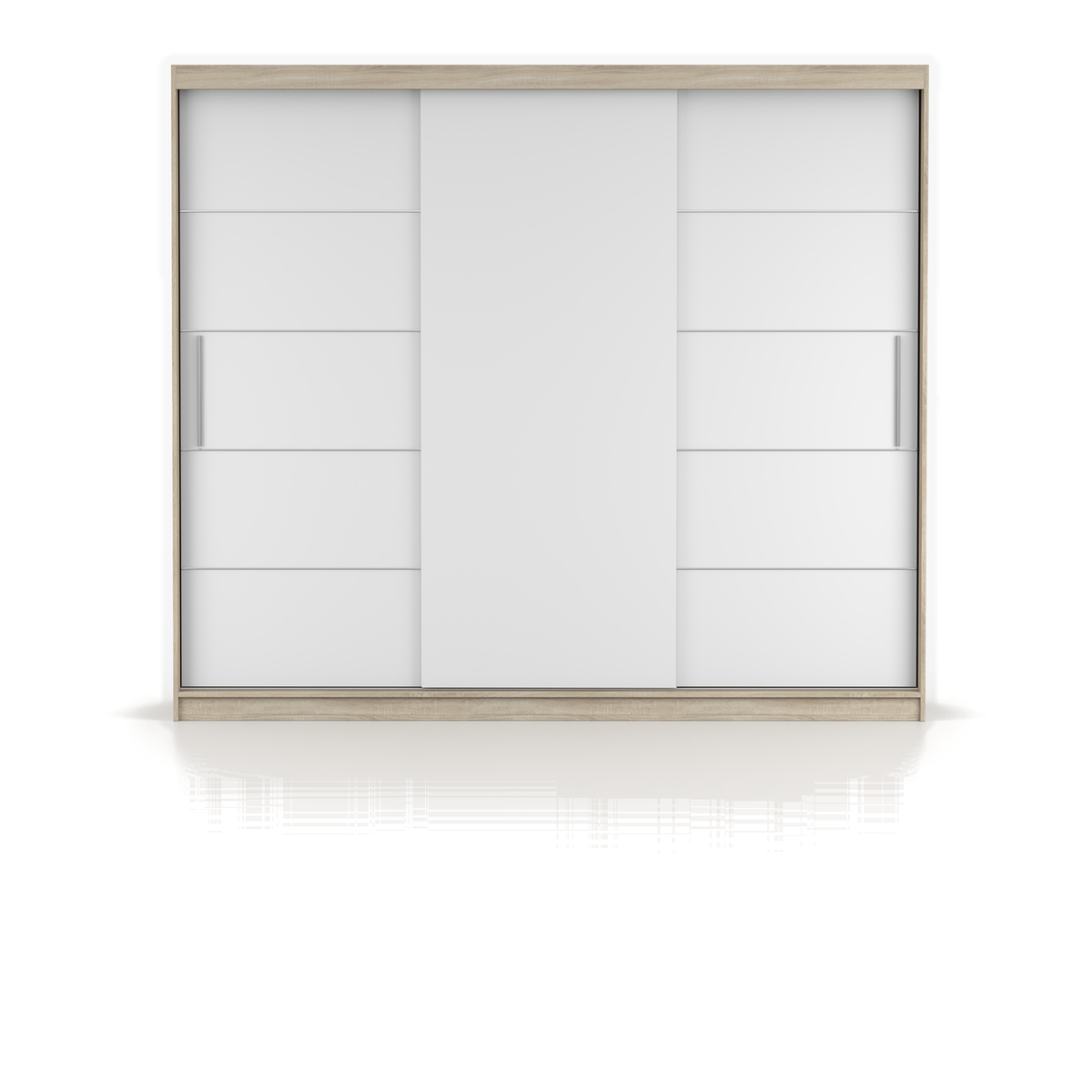 ALBA Schwebetürenschrank 250 cm ohne Spiegel – Sonoma - Weiß