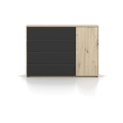 AURA Kommode 1D4S 100 cm – Artisan-Eiche / Schwarz – Vorderansicht