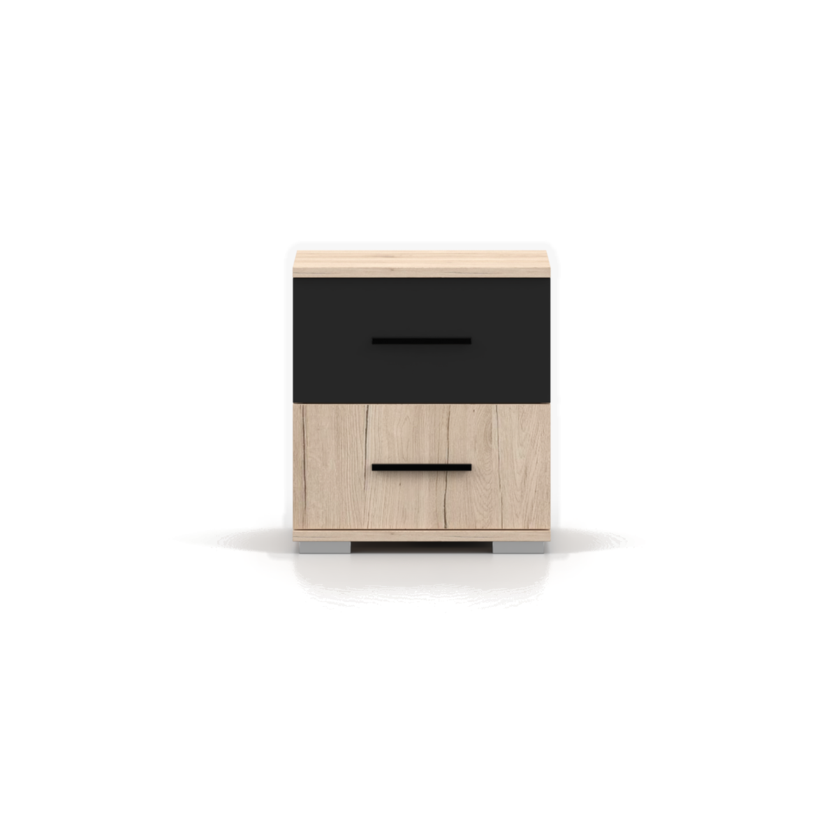 BARI Nachttisch 40 cm – Sanremo-Sand / Schwarz Hochglanz – Vorderansicht