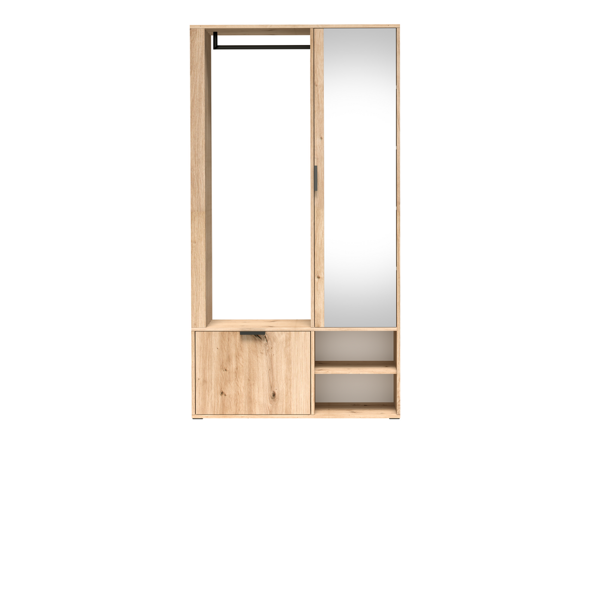 CALUVEO Garderobe 100 cm – Artisan-Eiche-Dekor – Vorderansicht