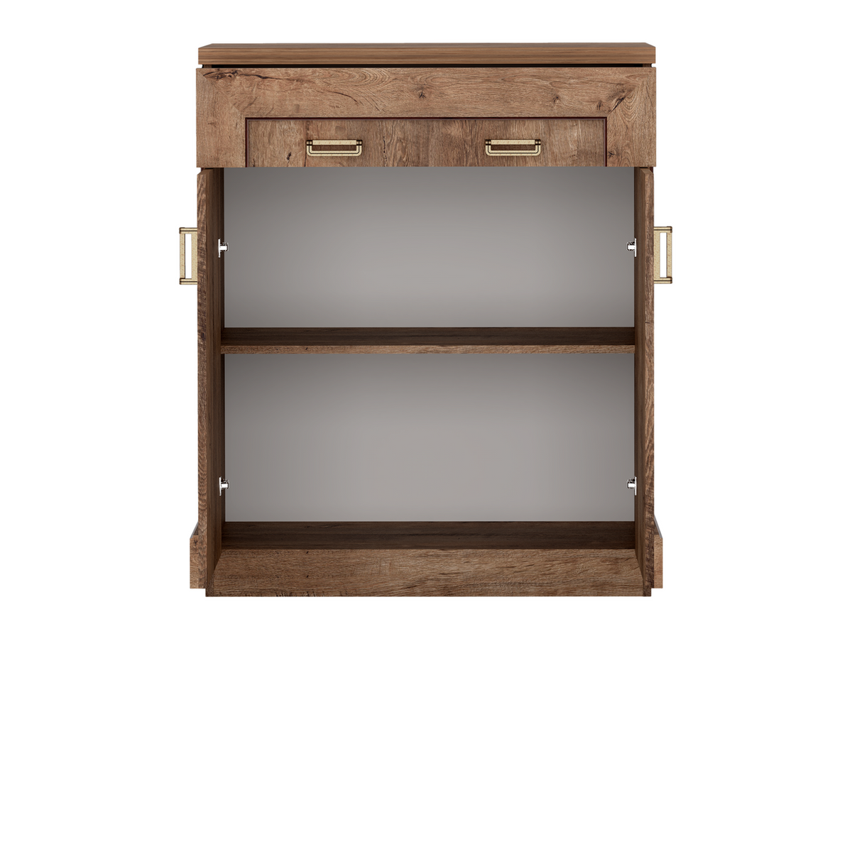 DARUNEO Highboard 90 cm – Lefkas-Eiche-Dekor – Innenansicht geöffnet