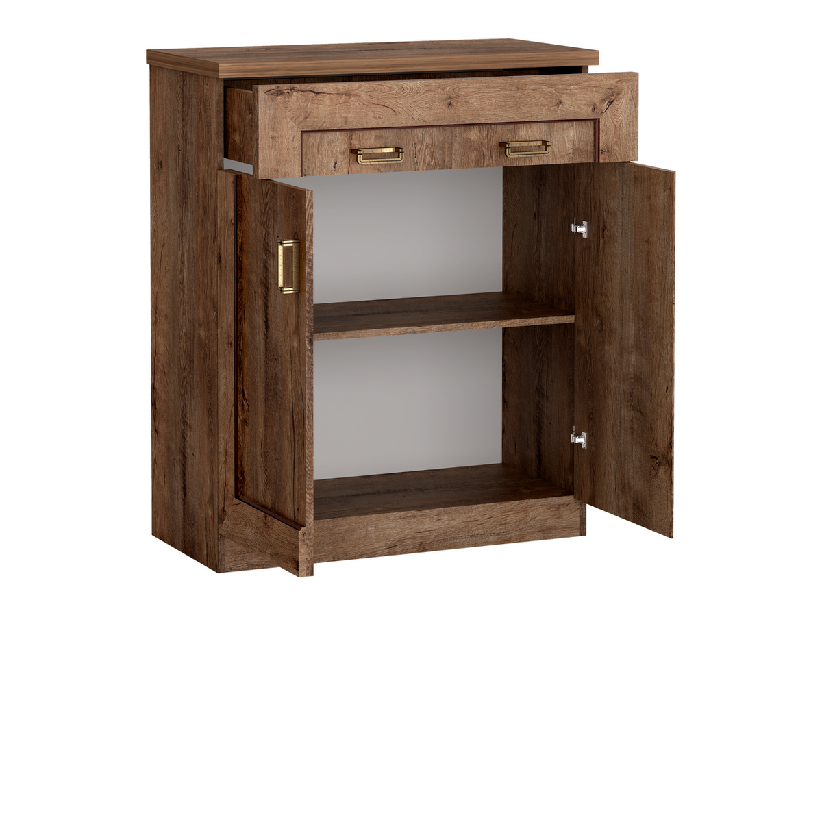 DARUNEO Highboard 90 cm – Lefkas-Eiche-Dekor – Innenansicht geöffnet