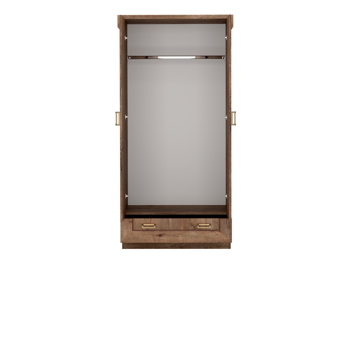 DARUNEO Kleiderschrank 90 cm – Lefkas-Eiche-Dekor – Innenansicht geöffnet