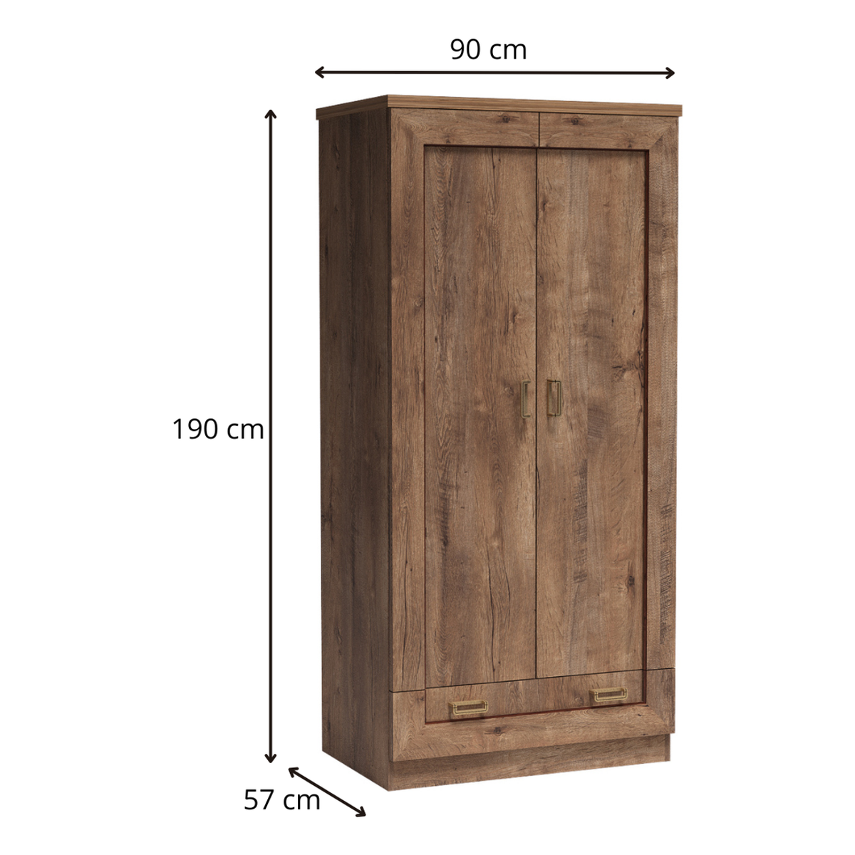 DARUNEO Kleiderschrank 90 cm – Maße (Breite, Tiefe und Höhe)