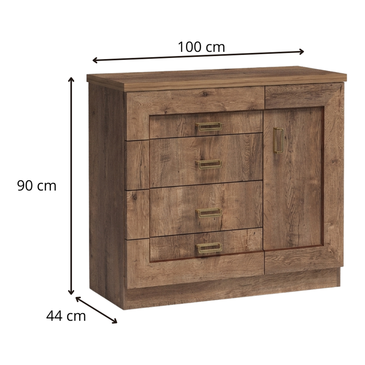 DARUNEO Kommode 100 cm – Maße (Breite, Tiefe und Höhe)