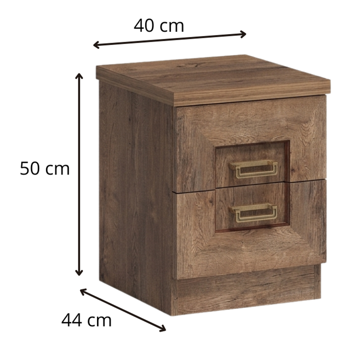 DARUNEO Nachttisch 40 cm – Maße (Breite, Tiefe und Höhe)