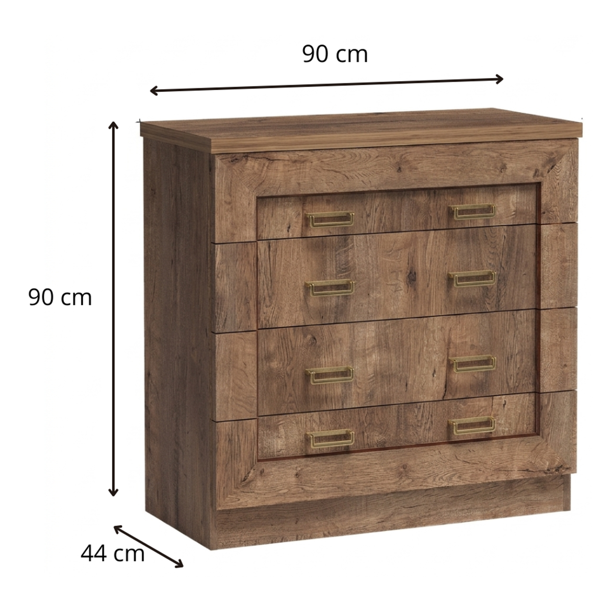 DARUNEO Schubladenkommode 90 cm – Maße (Breite, Tiefe und Höhe)