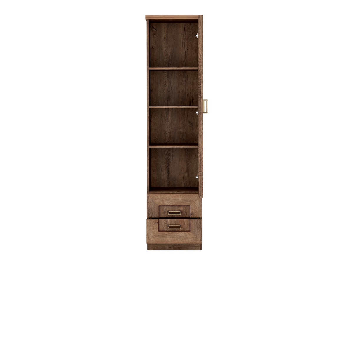 DARUNEO Vitrine 46 cm – Lefkas-Eiche-Dekor – Innenansicht geöffnet
