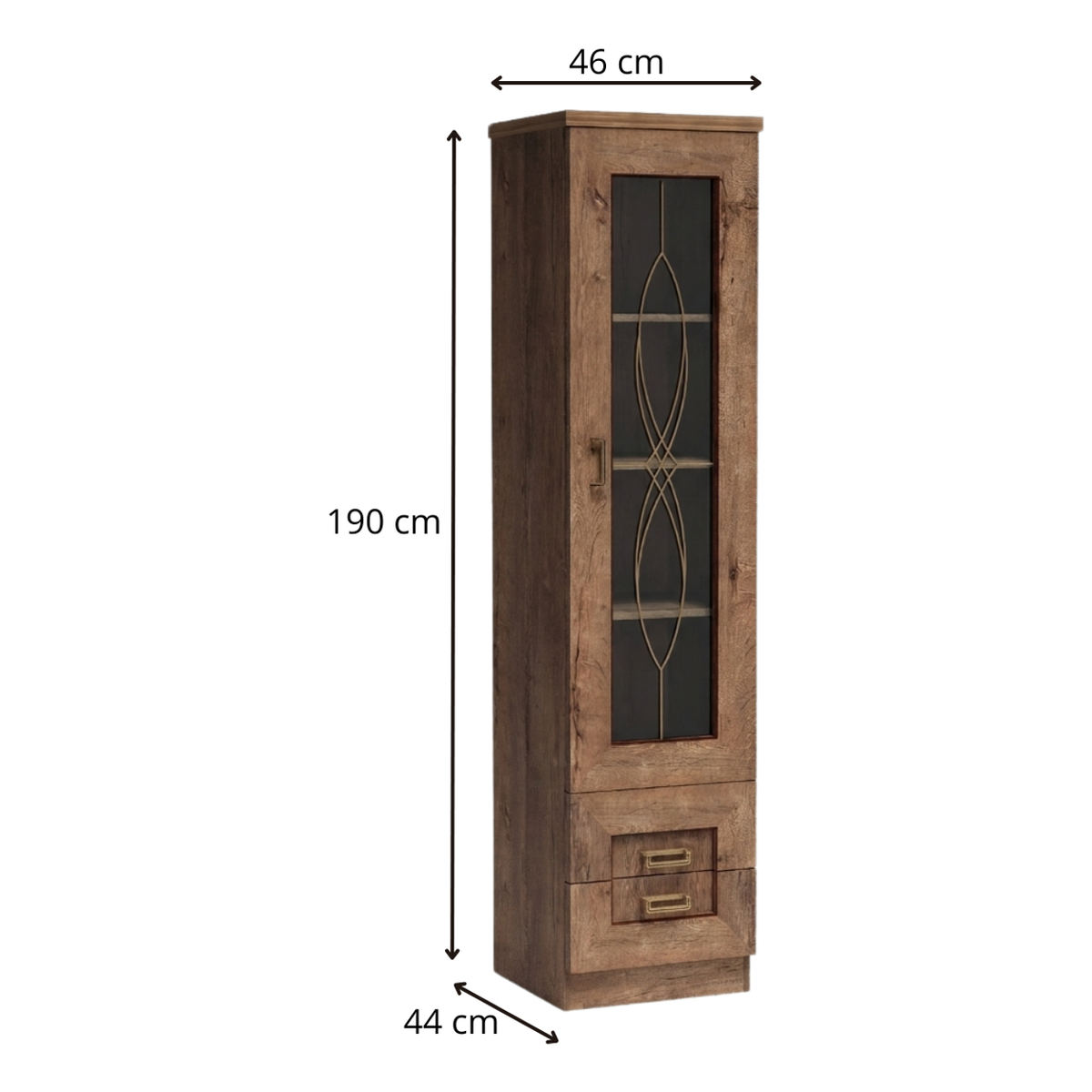 DARUNEO Vitrine 46 cm – Maße (Breite, Tiefe und Höhe)