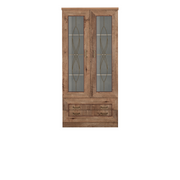 DARUNEO Vitrine 90 cm – Lefkas-Eiche-Dekor – Vorderansicht