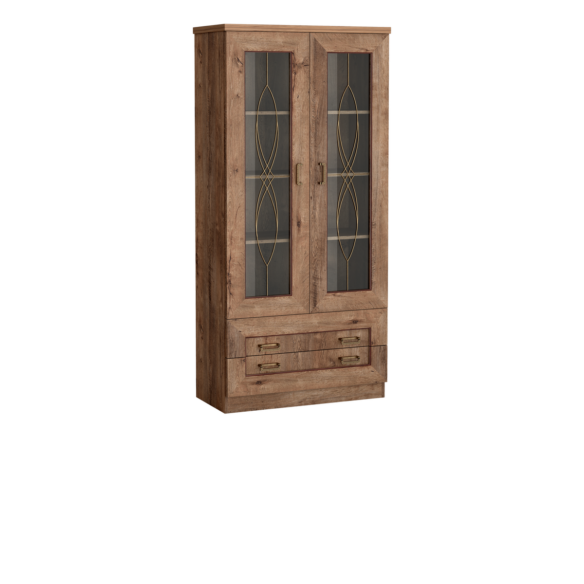 DARUNEO Vitrine 90 cm – Lefkas-Eiche-Dekor – Weitere Ansicht