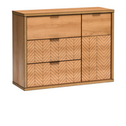 FELNIA Kommode 117,5 cm – Karamell-Eiche-Dekor – Vorderansicht