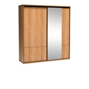 FELNIA Schwebetürenschrank 199 cm – Karamell-Eiche-Dekor – Vorderansicht