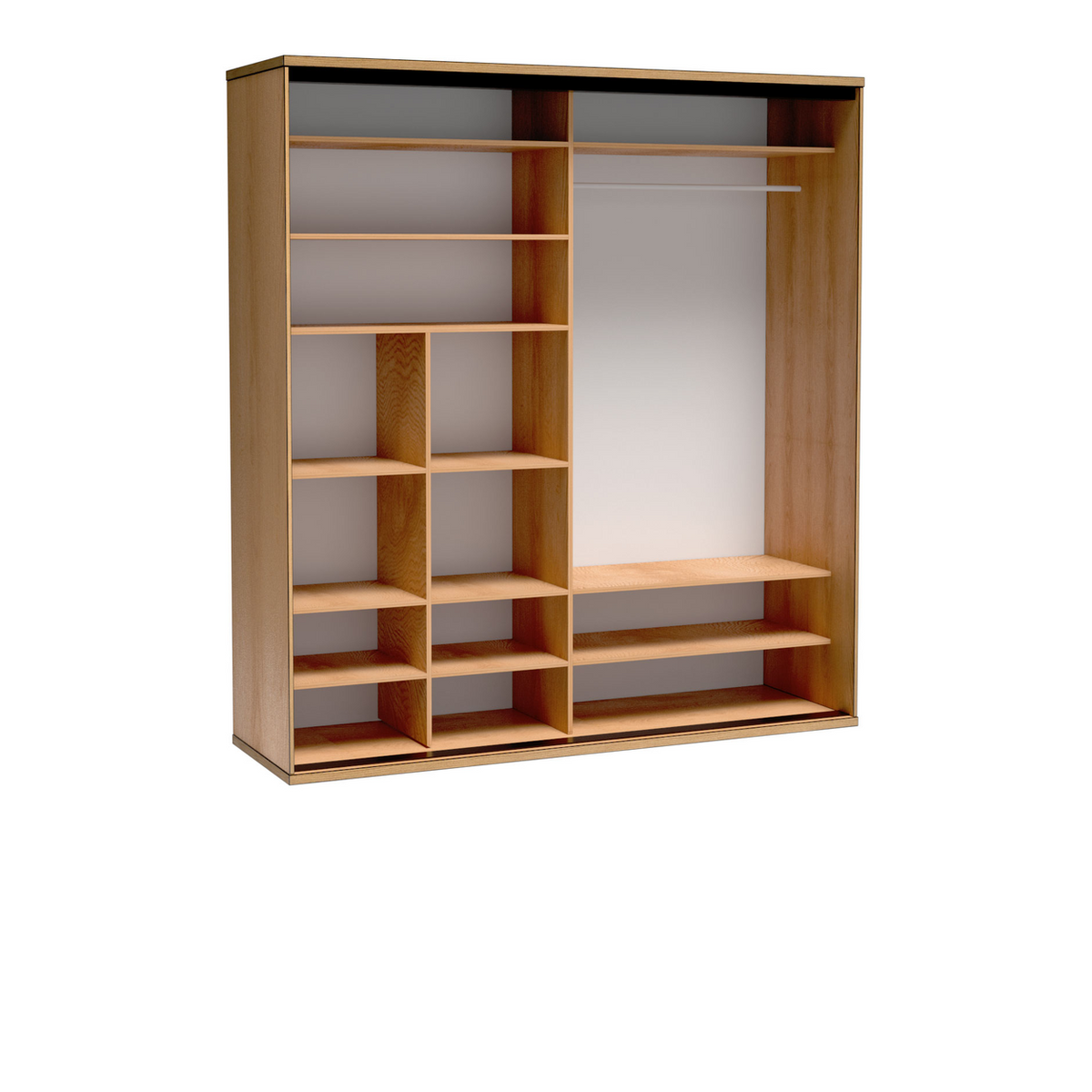 FELNIA Schwebetürenschrank 199 cm – Karamell-Eiche-Dekor – Weitere Ansicht