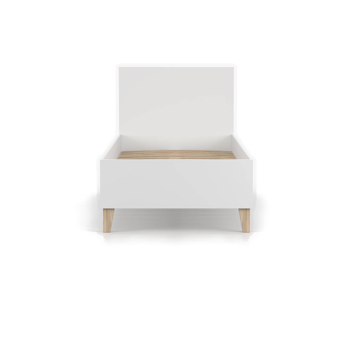 FIGO Bett 90 × 200 cm – Weiß – Vorderansicht ohne Matratze
