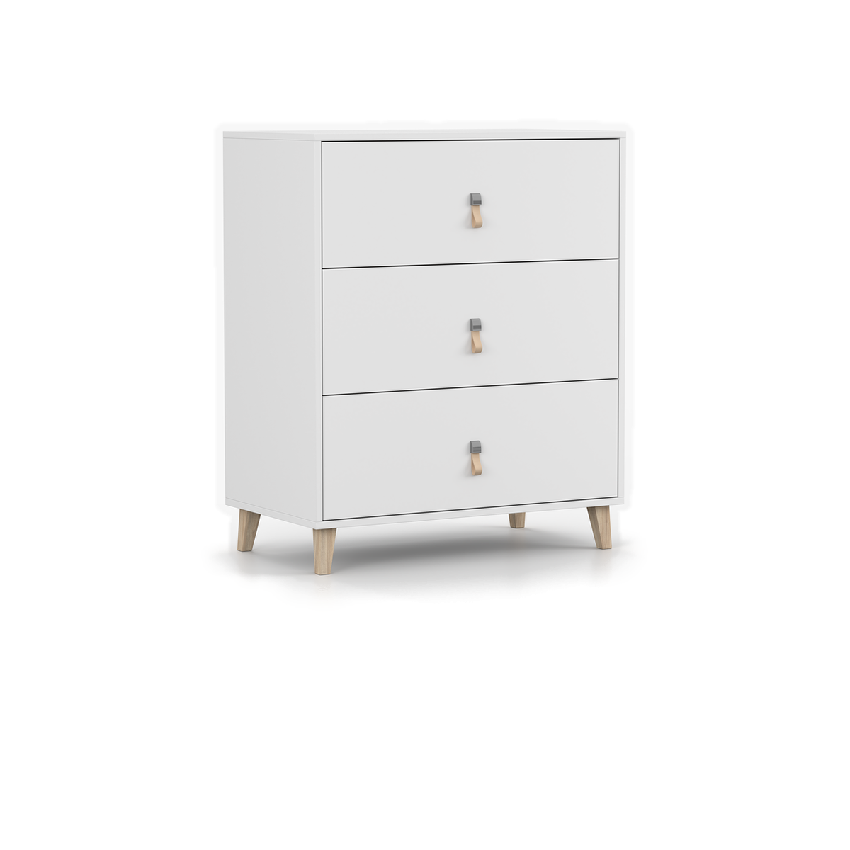 FIGO Kommode 3S 80 cm – Weiß – Schrägansicht