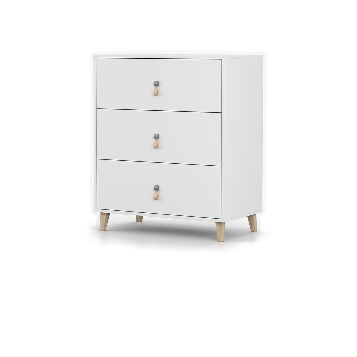 FIGO Kommode 3S 80 cm – Weiß – Gegenansicht