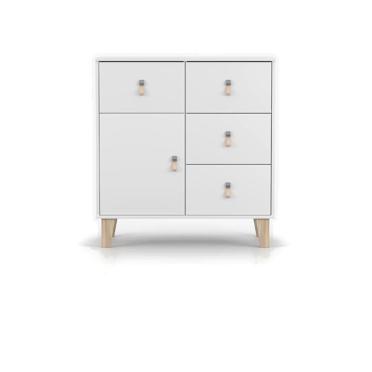FIGO Kommode 4S1D 90 cm – Weiß – Vorderansicht