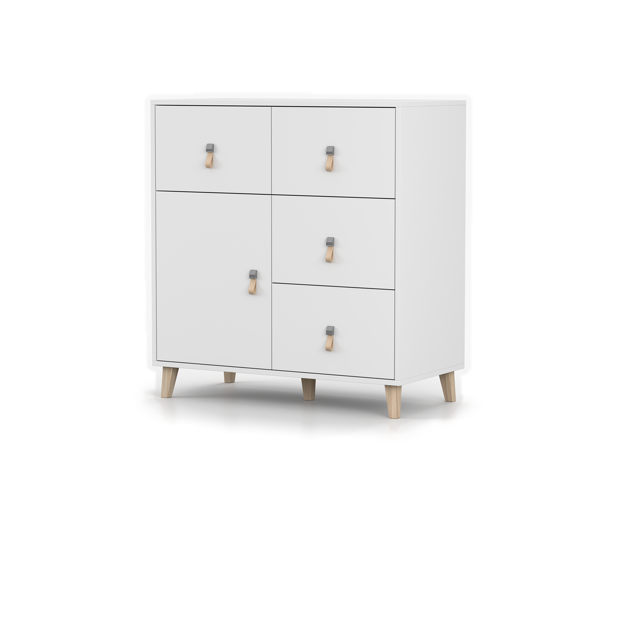FIGO Kommode 4S1D 90 cm – Weiß – Gegenansicht