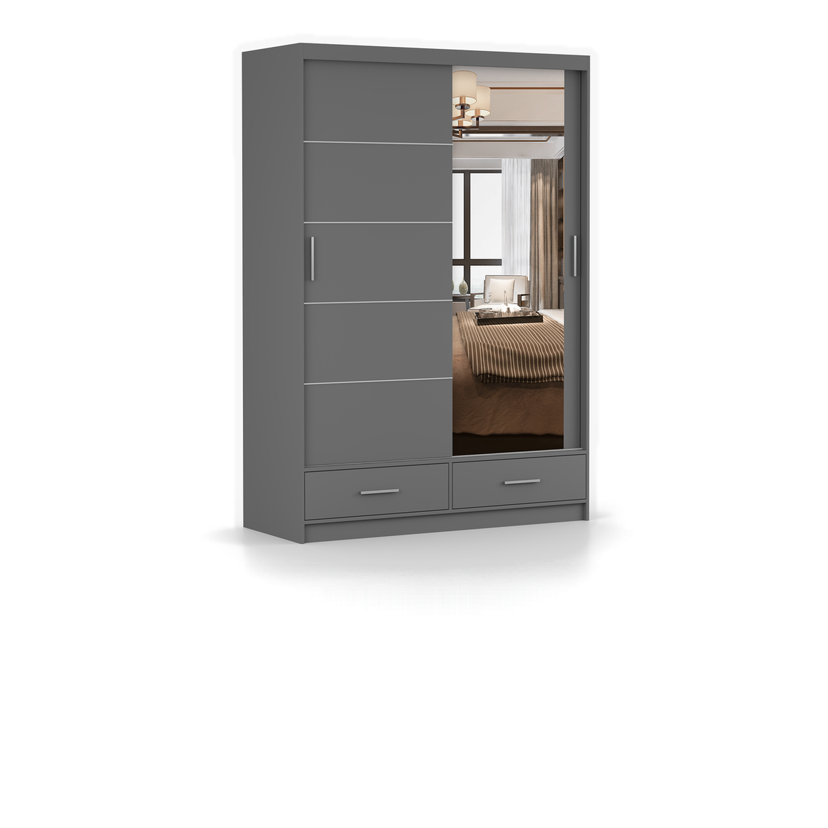 FLORENCE 2D Schwebetürenschrank 150 cm – Matt – Detailansicht