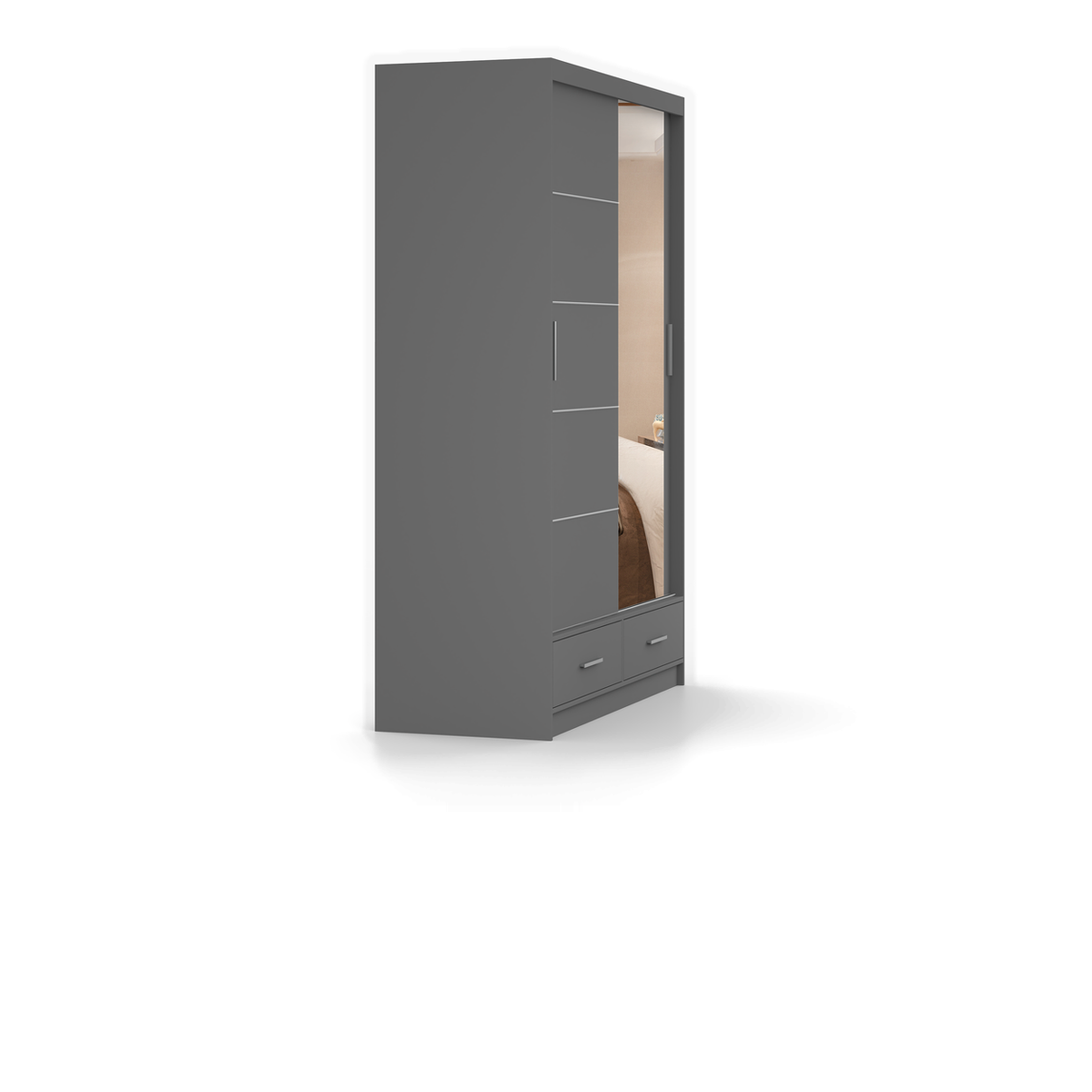 FLORENCE 2D Schwebetürenschrank 150 cm – Matt – Detailansicht