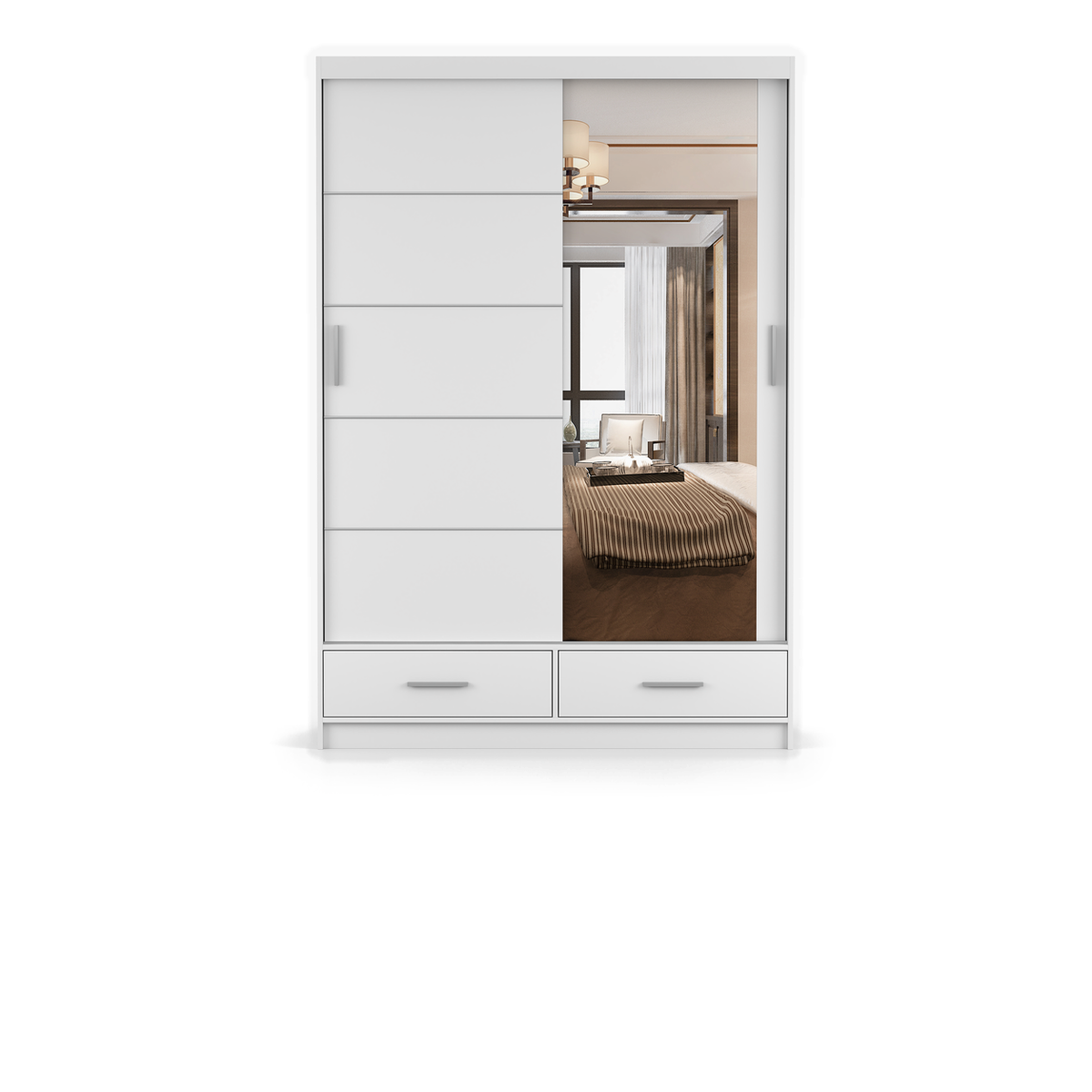 FLORENCE 2D Schwebetürenschrank 150 cm – Matt – Weiß