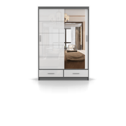 FLORENCE 2D Schwebetürenschrank 150 cm – Weiß Hochglanz – Hauptansicht