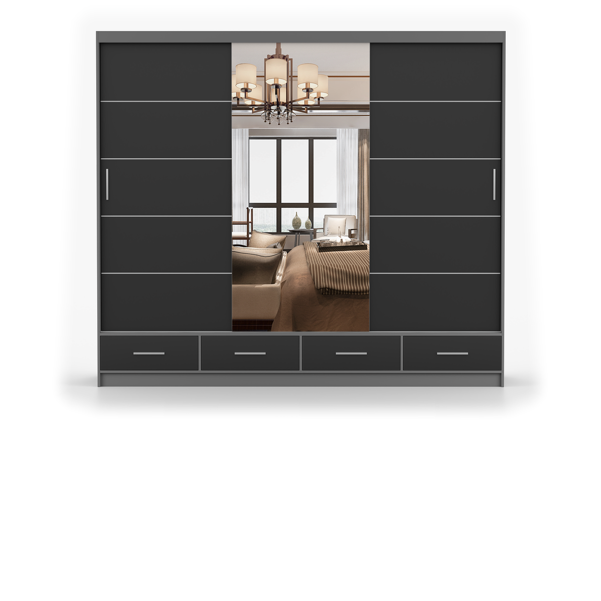 FLORENCE 3D Schwebetürenschrank 250 cm – Matt – Hauptansicht