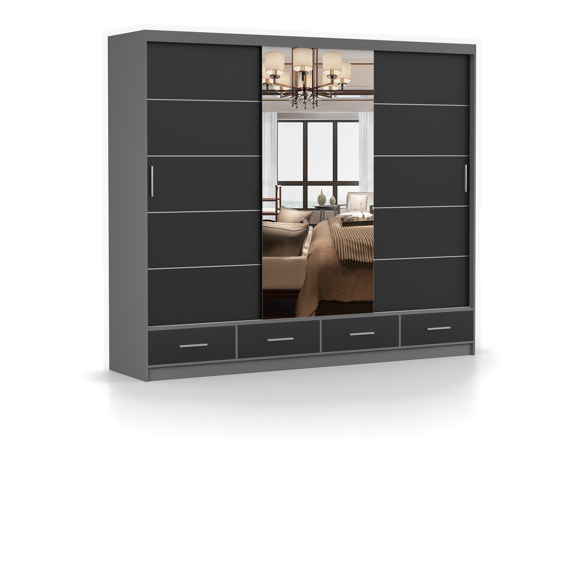 FLORENCE 3D Schwebetürenschrank 250 cm – Matt – Detailansicht