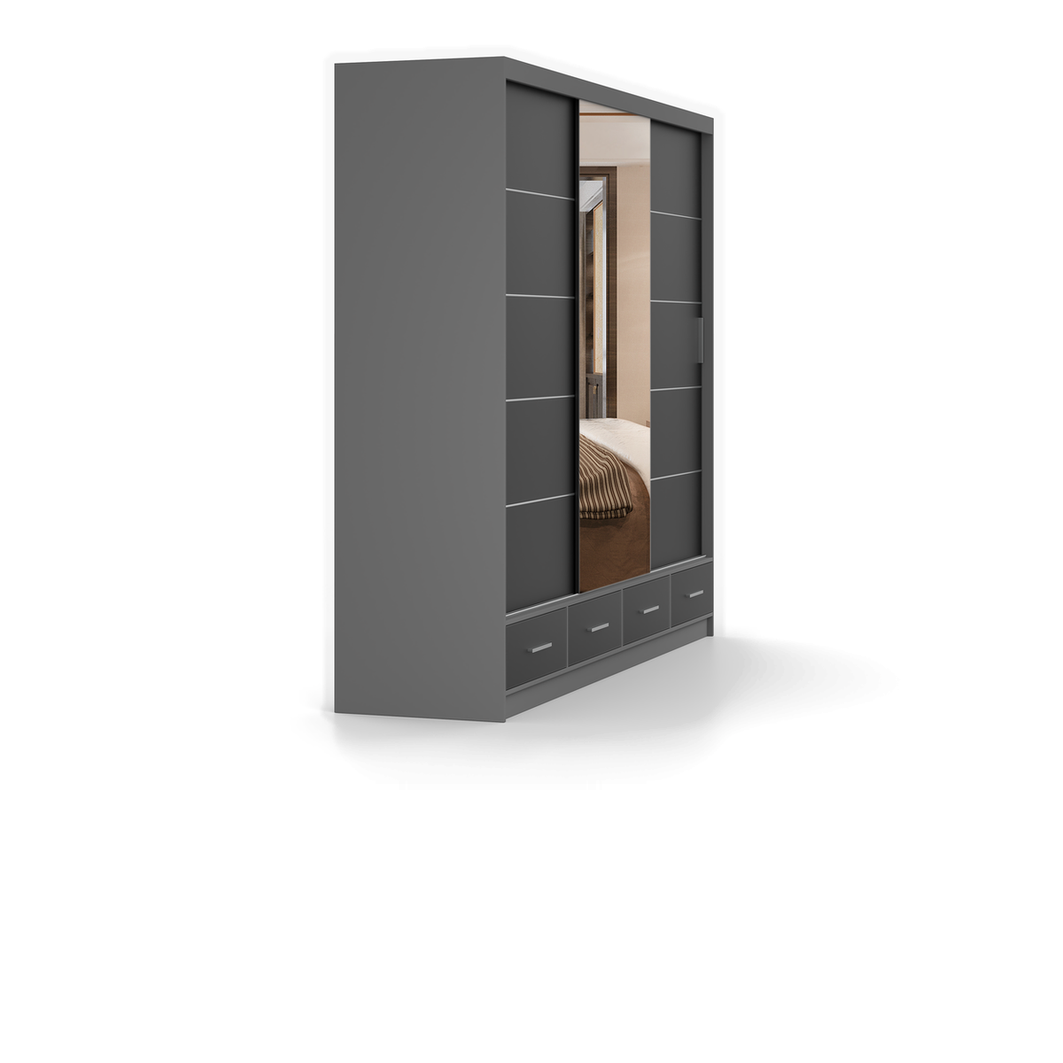 FLORENCE 3D Schwebetürenschrank 250 cm – Matt – Detailansicht