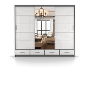 FLORENCE 3D Schwebetürenschrank 250 cm – Weiß Hochglanz – Hauptansicht