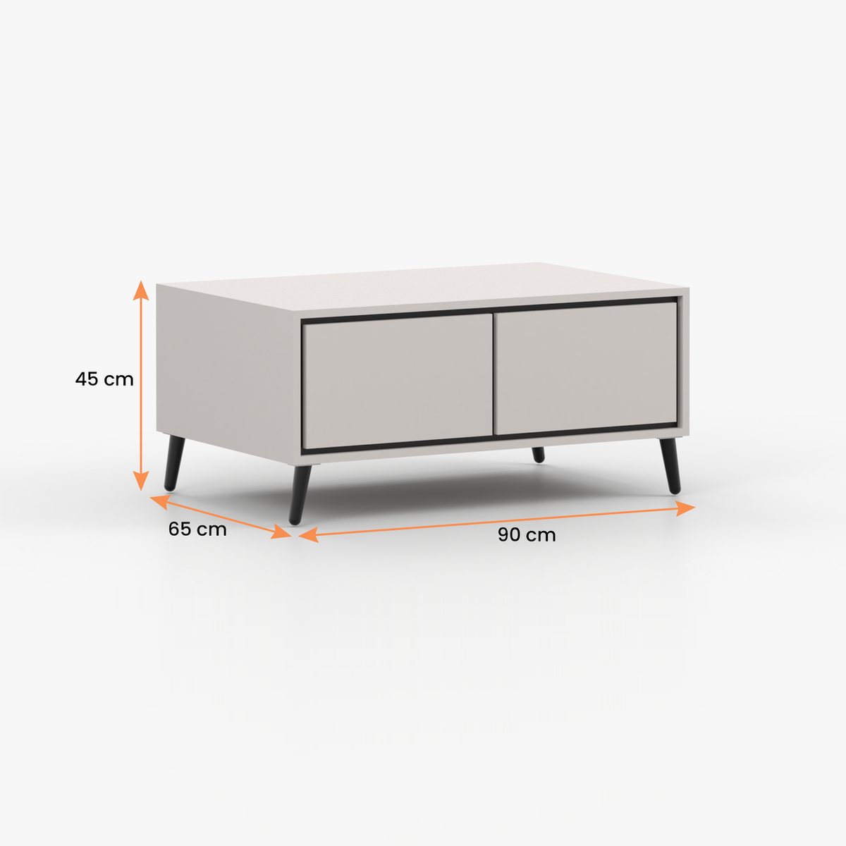 FRESCO Couchtisch 90 cm – Kaschmir – Vermassung