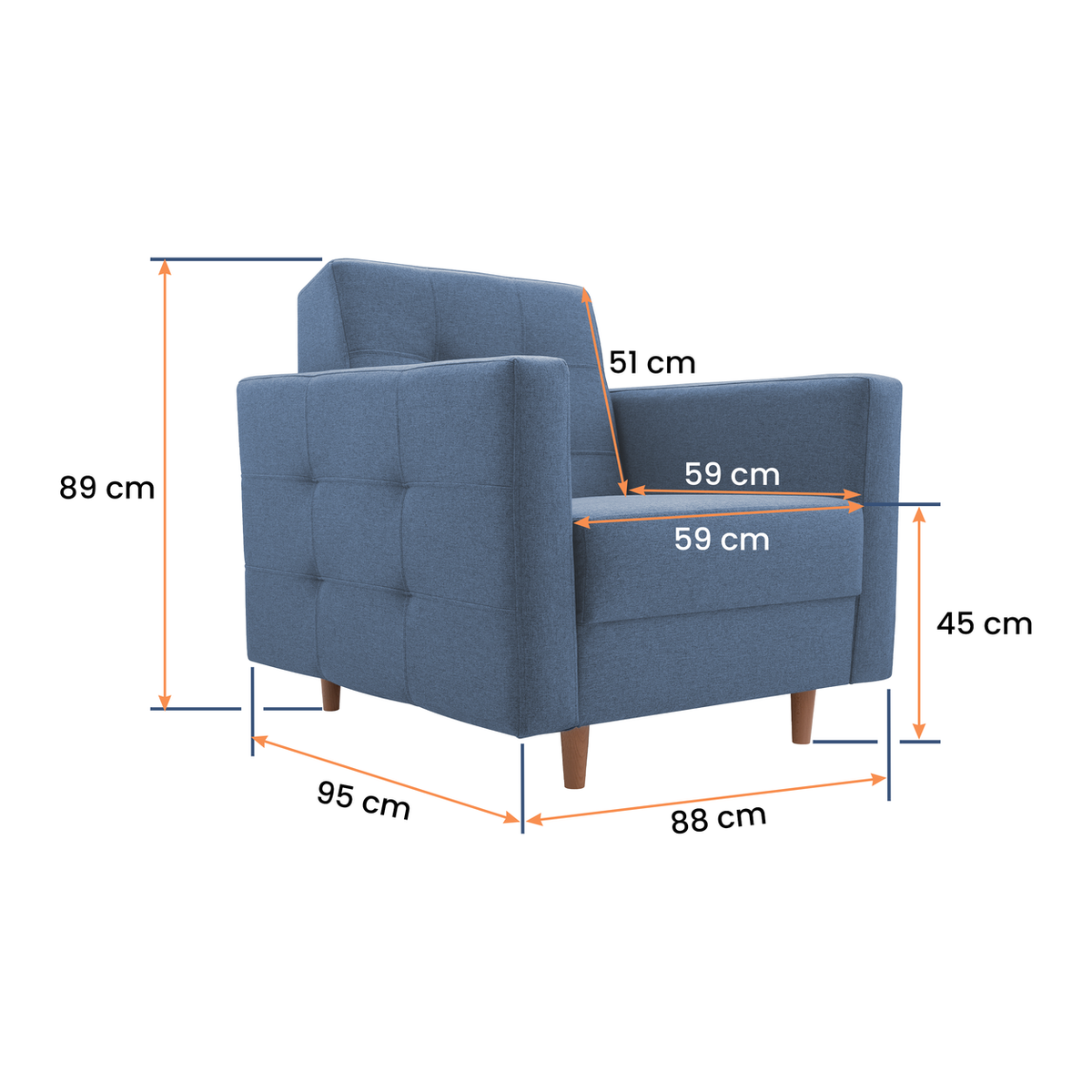 GODIVO Sessel 88 cm – Vermassung