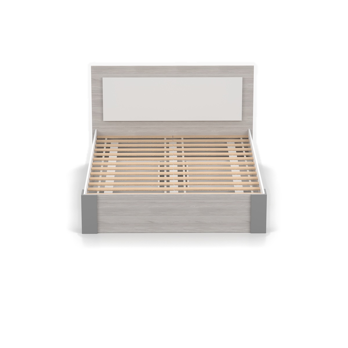 HELIOS Bett 160 × 200 cm mit Stauraum – Kathult / Grau – Ansicht mit enthaltenem Lattenrost