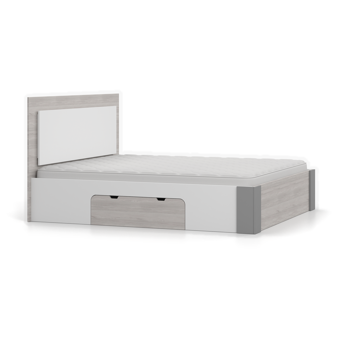 HELIOS Bett 160 × 200 cm mit Stauraum – Kathult / Grau – Seitenansicht; Matratze nicht enthalten